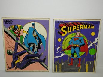 Set Of 1976 Superman & Batman Large Piece Puzzles