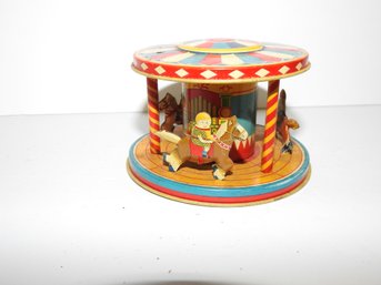 Vintage Tin Litho Circus Carousel Windup Toy Made In Japan