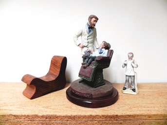 ' For The Tooth Fairy' 1988 Demolt Heritage Coll. 140/9500, Ceramic Dentist & Child And Small Abstract Wood