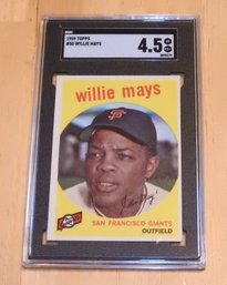 1959 Topps Willie Mays SGC Graded 4.5 RARE White Back Baseball Card