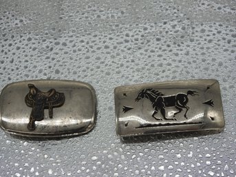 Lot Of 2 Vintage Equestrian Belt Buckles
