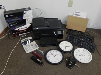 Office Lot #2 With HP Office Jet 6700 Premium Printer, Ink, Sharp Calculator, HP & Dell Keyboards And More