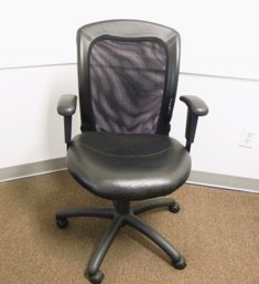 Black Vinyl High Back, Adjustable, Tilter Rolling Office Chair