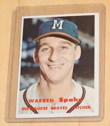 1957 Topps HOFer Warren Spahn Baseball Card