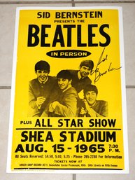 Signed The Beatles Sid Berstein Shea Stadium Concert Cardboard Poster