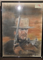 Original Artwork From Local Street Artist Clint Eastwood Framed