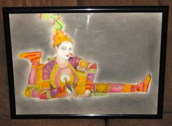 Original Artwork From Local Street Artist Dancing Clown Framed