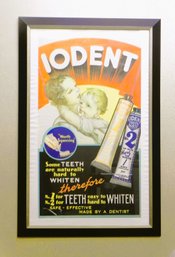 Large Iodent Lithograph By A. C. Schultz Lithograph Co. USA, Professionally Framed