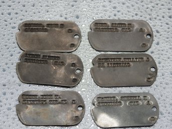 Lot Of 6 WW2 Military Metal ID Tags