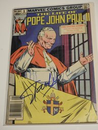 Signed Stan Lee Marvel Pope John Paul Comic Book Bagged & Boarded