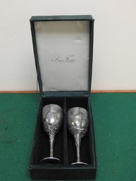 Box Of 2 Silver Plated Figural Godinger Chalice Cups