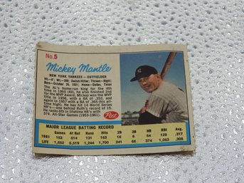 Desirable 1962 Mickey Mantle Post Cereal Baseball Card