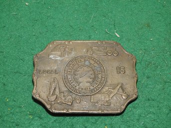 Old Union Of Operating Local 15 Brass Belt Buckle