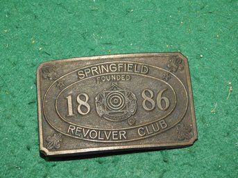 Old Springfield Revolver Club Brass Belt Buckle