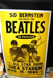 Signed The Beatles Sid Berstein Shea Stadium Concert Cardboard Poster