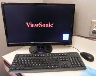View Sonic 1080P LED Monitor With HP Keyboard And Mouse