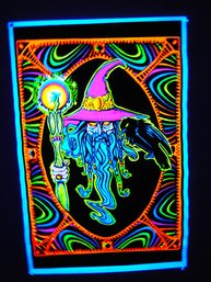 Vintage Velvet Black Light Wizard Poster