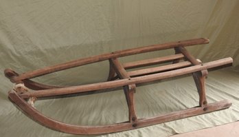 Antique 4 Ft Wood & Steel Tobagon Sled