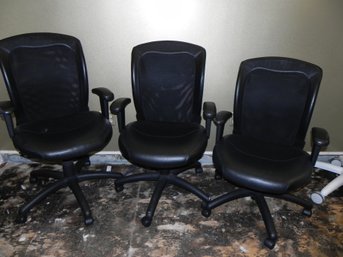 Three Black, Hi Back Tilter Office Chairs- 100 Leather In Seating Area (1st Floor)