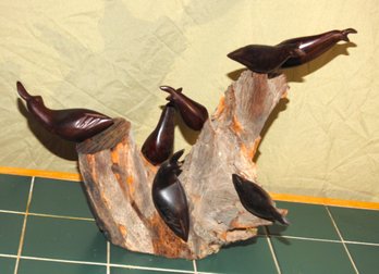 Great Looking Driftwood & Mahogany Walrus Statue