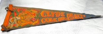 1950s Clyde Beatty Cole Brothers Circus Felt Pennant Banner