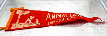 1950s Animal Land Lake George NY Felt Banner Pennant