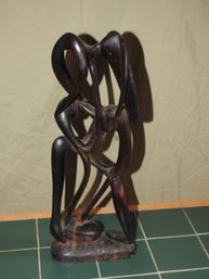 Carved Wooden African Lovers Kissing Statue