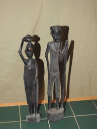 Hand Carved Wooden African Tribes People Statue