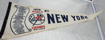1978 NY Yankees World Champions Felt Banner