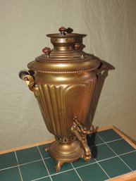 Antique Large Brass Samovar With Wooden Handles