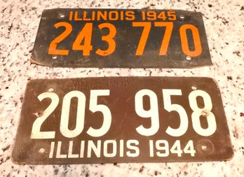 Lot Of 2 Soybean 1944 45 Illinois License Plates