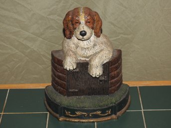 Cast Iron Saint Bernard Puppy Doorstop