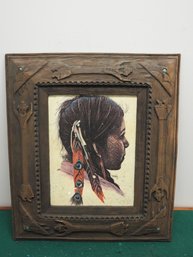 8x10 Carved Wooden Framed Indian Art