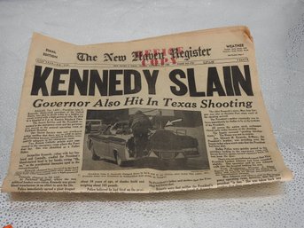 1963 Kennedy Slain OFFICE COPY New Haven Register Newspaper