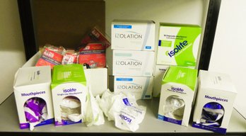 Boxes Of Isolite & Izolation Disposable Single Use Mouth Pieces & Total Guard Multi Sport Mouth Guards.