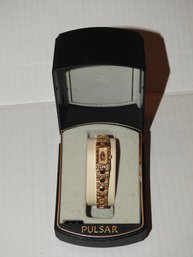 Vintage Pulsar Mother Mary Gold Tone Wrist Watch