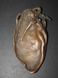 Stunning Antique Bronze Nude Woman Coin Tray