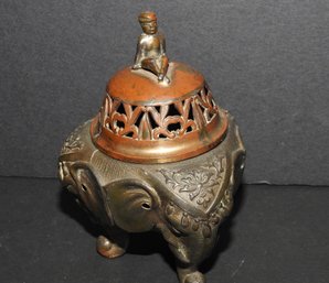 Old Asian Metal Incense Burner Figural Elephant Legs