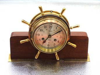Heavy Brass Salem Ship Bell Wind Up Clock