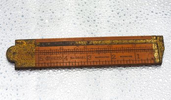 Old Stanley T Square Wood And Brass Ruler