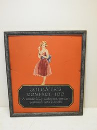 Old Colgates Compact 100 Advertising Sign In Frame