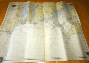 1942 Naval Dept Nautical Map Of Marthas Vineyard Block Island 36 X 42