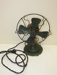 Old Fitzgerald Cast Metal Fan Nice Freen Paint