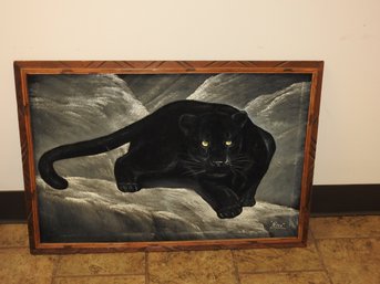 Large Velvet Panther Art Painting