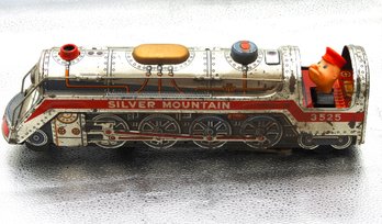 Vintage Chrome Tin Litho Battery Operated Train