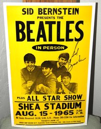 Signed Sid Bernstein The Beatles At Shea Stadium Vintage Cardboard Concert Poster- NO SHIPPING