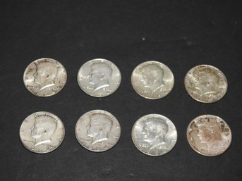 Lot Of 8 1964 Kennedy Silver  Half Dollars Coins