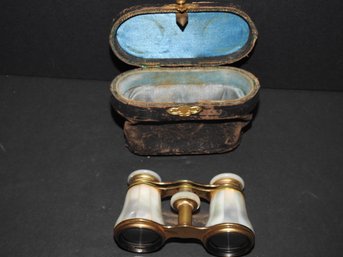 Antique Lefils Paris Mother Of Pearl Opera Binoculars With Original Case