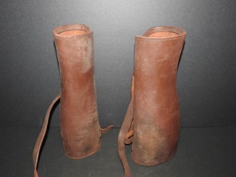 Old Pair Of Leather Blacksmiths Forearm Protectors