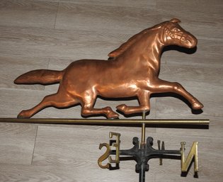 Handsome 34 Inch  Vintage Copper & Metal Horse Weather Vane